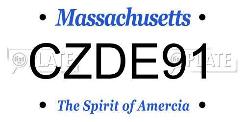 CZDE91 Massachusetts License Plate