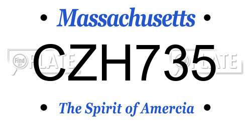 CZH735 Massachusetts License Plate