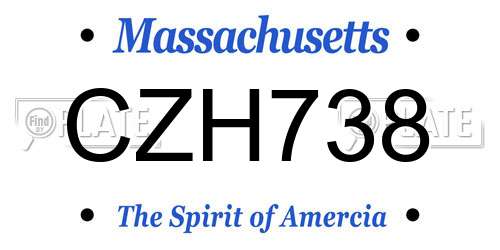 CZH738 Massachusetts License Plate