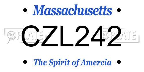 CZL242 Massachusetts License Plate