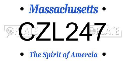 CZL247 Massachusetts License Plate