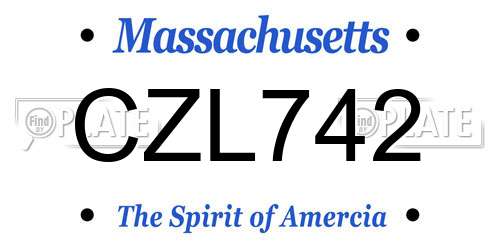CZL742 Massachusetts License Plate