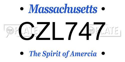 CZL747 Massachusetts License Plate