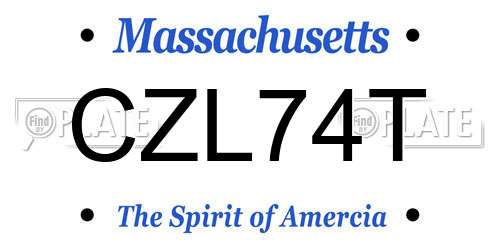 CZL74T Massachusetts License Plate