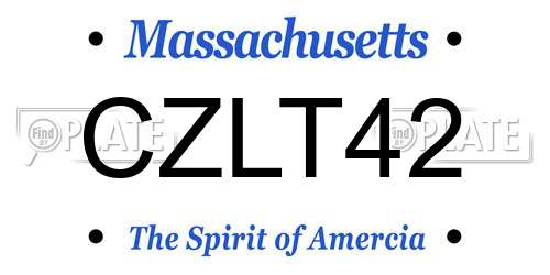 CZLT42 Massachusetts License Plate