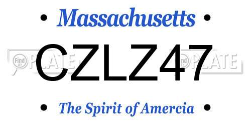 CZLZ47 Massachusetts License Plate