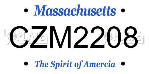 CZM2208 Massachusetts License Plate
