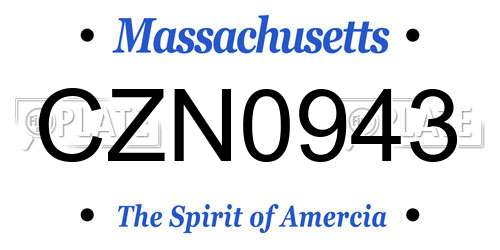 CZN0943 Massachusetts License Plate