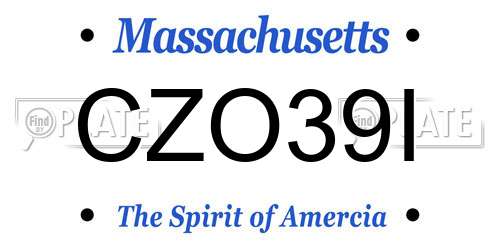 CZO39I Massachusetts License Plate