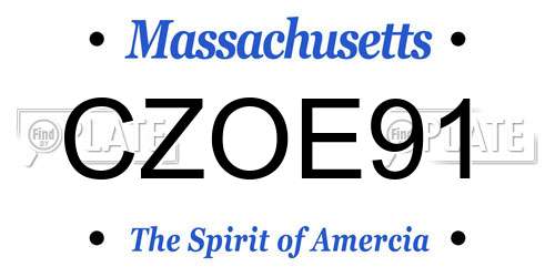 CZOE91 Massachusetts License Plate