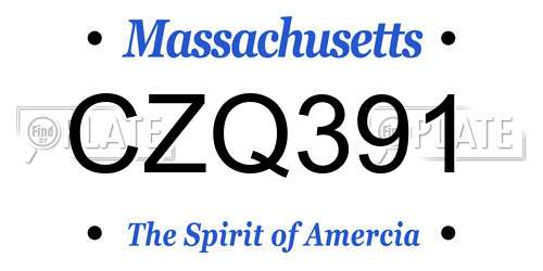 CZQ391 Massachusetts License Plate