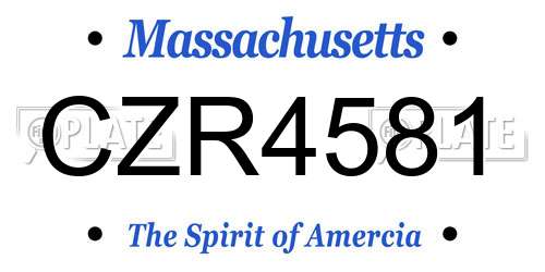CZR4581 Massachusetts License Plate