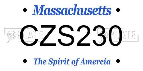 CZS230 Massachusetts License Plate