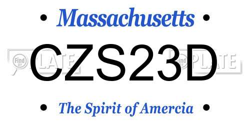 CZS23D Massachusetts License Plate