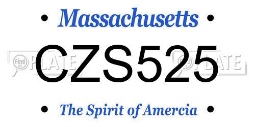 CZS525 Massachusetts License Plate
