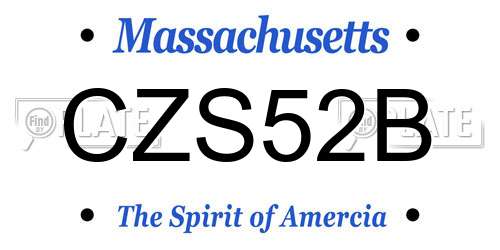 CZS52B Massachusetts License Plate