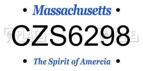 CZS6298 Massachusetts License Plate