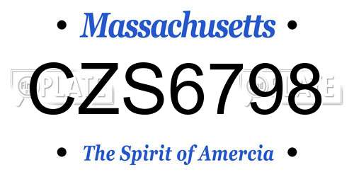 CZS6798 Massachusetts License Plate