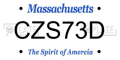 CZS73D Massachusetts License Plate
