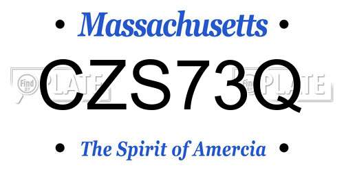 CZS73Q Massachusetts License Plate