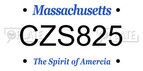 CZS825 Massachusetts License Plate