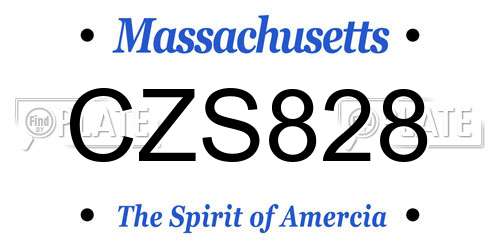 CZS828 Massachusetts License Plate