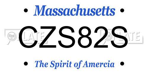 CZS82S Massachusetts License Plate
