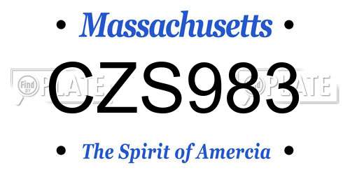 CZS983 Massachusetts License Plate