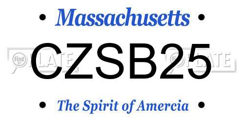 CZSB25 Massachusetts License Plate