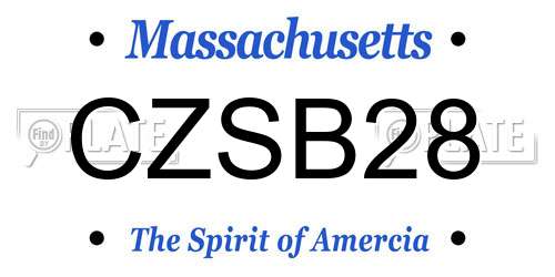CZSB28 Massachusetts License Plate