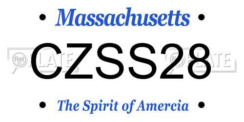 CZSS28 Massachusetts License Plate