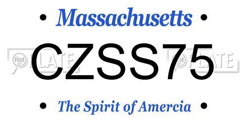 CZSS75 Massachusetts License Plate