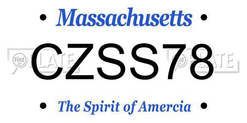 CZSS78 Massachusetts License Plate