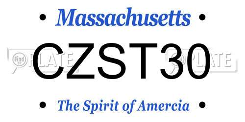 CZST30 Massachusetts License Plate