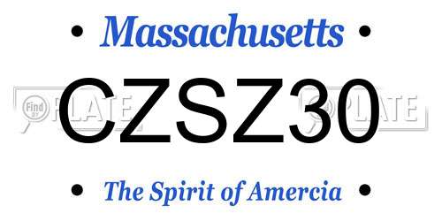 CZSZ30 Massachusetts License Plate