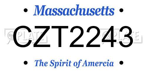 CZT2243 Massachusetts License Plate