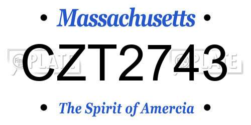 CZT2743 Massachusetts License Plate