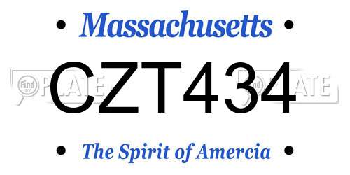 CZT434 Massachusetts License Plate