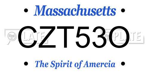CZT53O Massachusetts License Plate