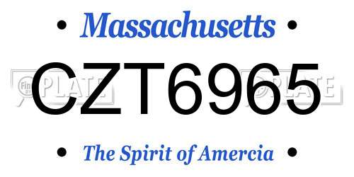 CZT6965 Massachusetts License Plate