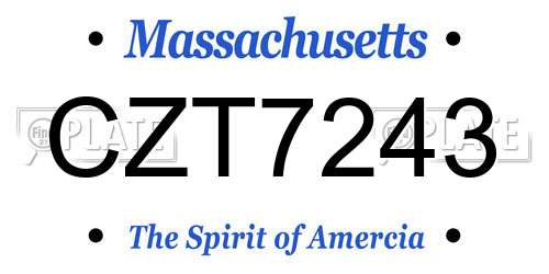 CZT7243 Massachusetts License Plate