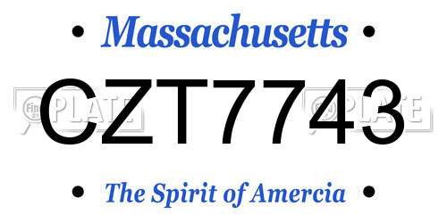 CZT7743 Massachusetts License Plate