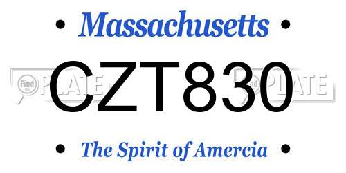 CZT830 Massachusetts License Plate