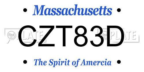 CZT83D Massachusetts License Plate