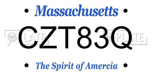 CZT83Q Massachusetts License Plate
