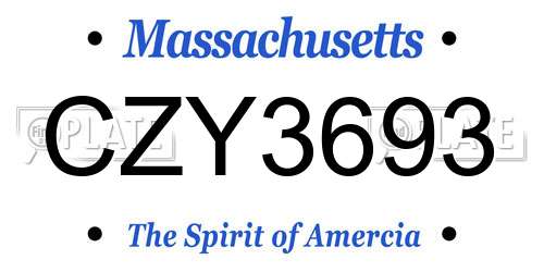 CZY3693 Massachusetts License Plate