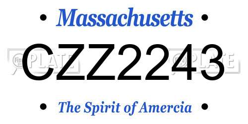 CZZ2243 Massachusetts License Plate