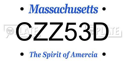 CZZ53D Massachusetts License Plate