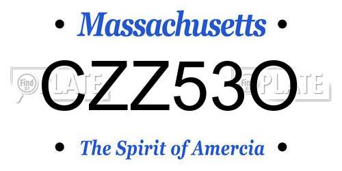 CZZ53O Massachusetts License Plate
