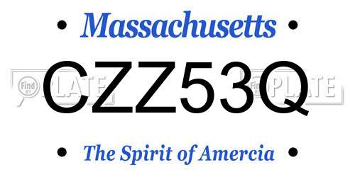 CZZ53Q Massachusetts License Plate